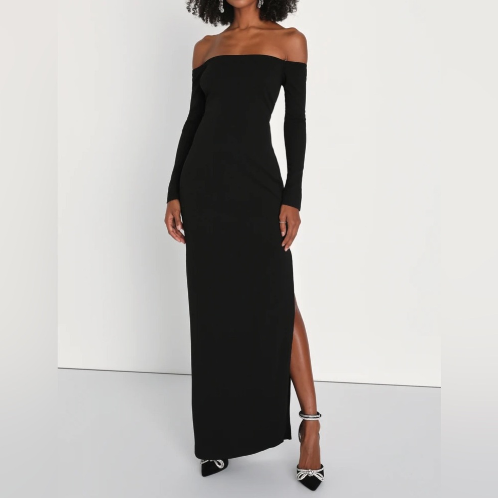 Stunning Excellence Black Off-the-Shoulder Maxi Dress